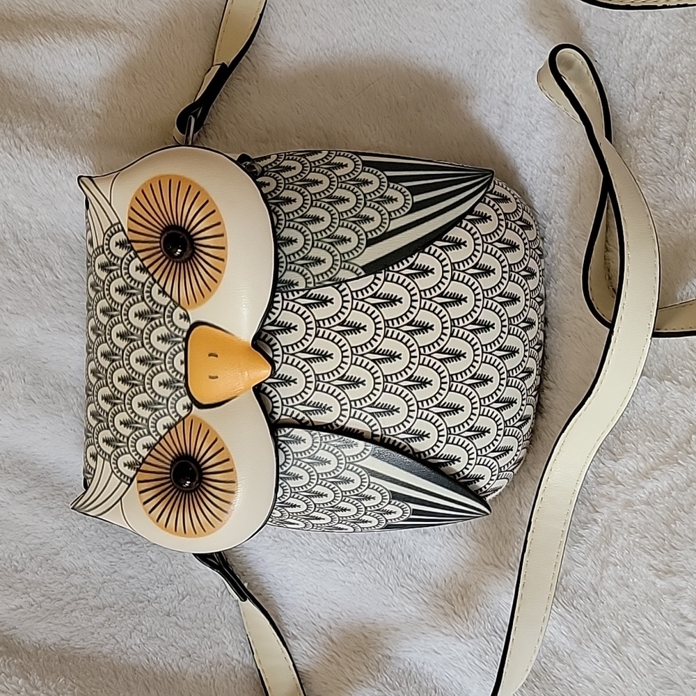 ELLA & ELLY White Owl crossbody purse bag